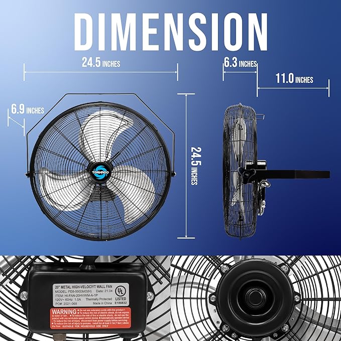 Tornado 20″ High-Velocity Industrial Wall Fan